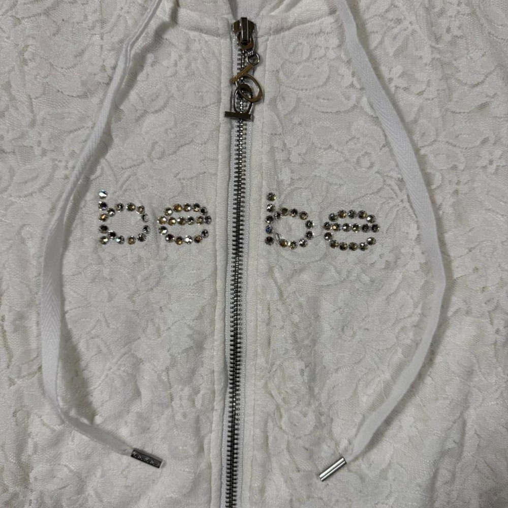 Y2K Bebe Lace Zip-Up Hoodie